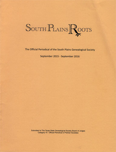 2016 Newsletter Winner South Plains Roots